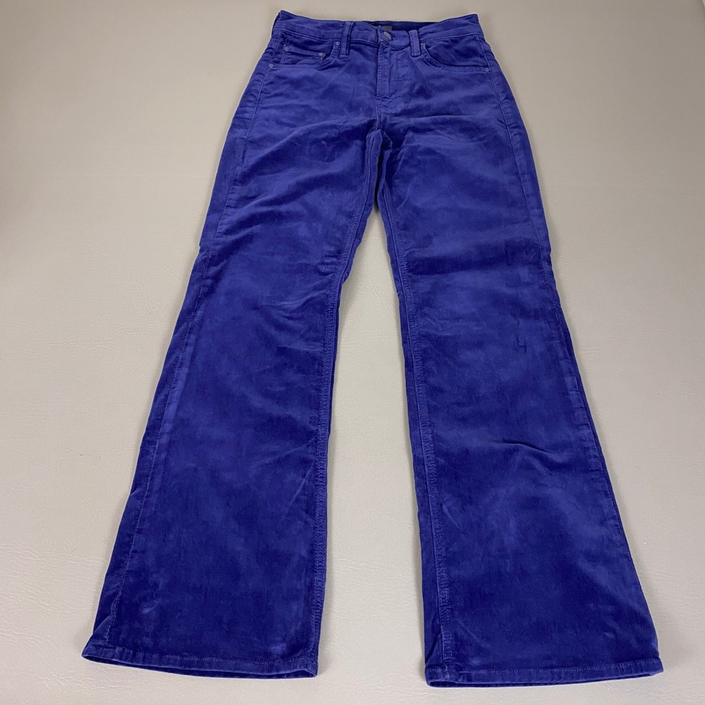 Mother The Bookie Flood Corduroy Pants Women's Size 23 Twilight Blue USA